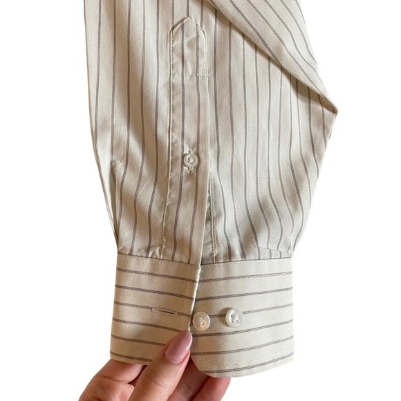 Claybrooke Oxford Stripe Broadcloth Long Sleeve Button Down Wrinkle Free Shirt - Picture 6 of 12